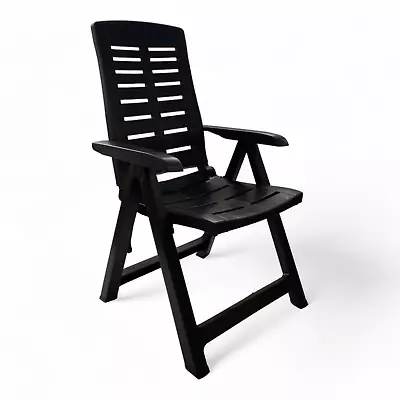 Sunlit Haven Folding Garden Chair Anthracite Reclining With Armrests Easy Clean • £89.99