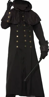 H Rubie's Men's Warlock Coat Vampire Lord Victorian Steampunk Black Gothic Adult • $26.99