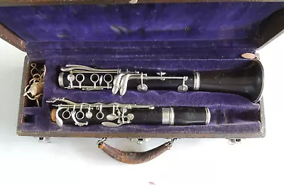 H. Selmer Bb 7 Ring Wood Clarinet Ser 4037 Fair Condition AS-IS • $111.20