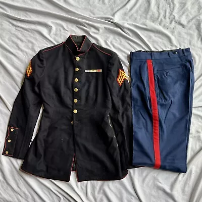 WWII USMC Marine Corps Named Tailored Dress Blues Uniform Pants & Coat • $285