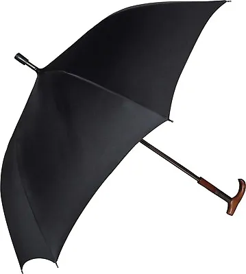 DUA-M&P Walking Stick Adjustable Height Long Umbrella Black • £46.75