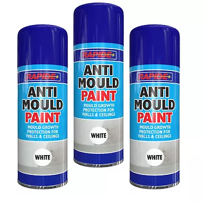 400ml Anti Mould Spray Paint For Walls Ceilings Damp Protection White Matt 2693 • £12.97
