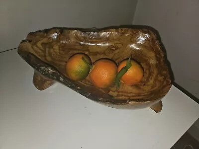 Olive Wood Fruit Basket Unique 37x26 • £22