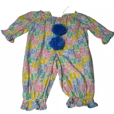 Vintage 70s Handmade Kids Clown Costume Alphabet Print Dress Up Girls 4-6 1930 • $39.99