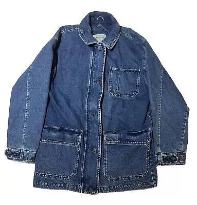 Vintage Denim Jacket Men’s Small Work Chore Outdoor Button Zip Heavy Farm 90s • $35