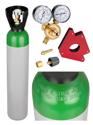 Argon/CO2 MIX Full Gas Bottle 8L 150B MIG TIG Welding Cylinder+Regulator+MagAngl • £179.99