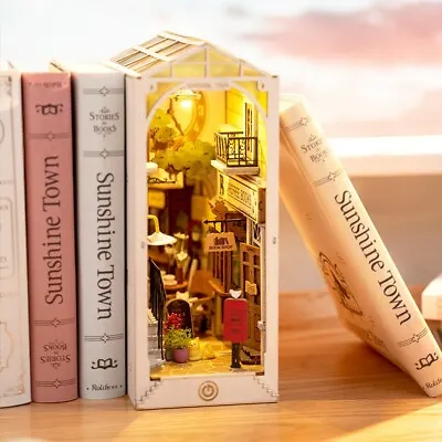 Rolife Sunshine City 3D Wood Puzzle LED Mini 1:24Dollhouse Book Corner Xmas Gift • £39.99