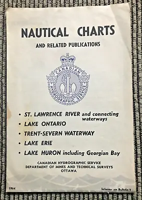 Vintage Nautical Chart Map 1964 St. Lawrence River Lake Ontario LAKE ERIE Etc • $5.75