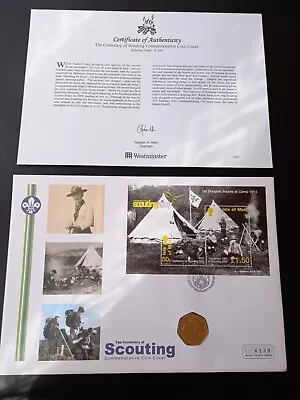  1 St Douglas Scouts At Camp 1913 Commemorative 50p Coin Stamps First Day Cover • £5