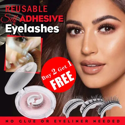£2.03 • Buy ⭐⭐⭐Fake Eyelashes Natural Curly Reusable Self-adhesive False Eyelashes 3D Mink