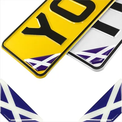 2x 42mm 3D Domed Gel Scotland SCO Flag Corner Car Vehicle Number Plate Stickers • £4.09