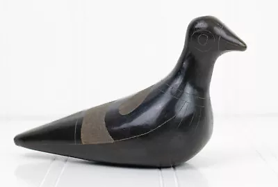 Vintage Black Mexican Pottery Burnished & Etched Bird Dove Oaxaca — Signed • $25