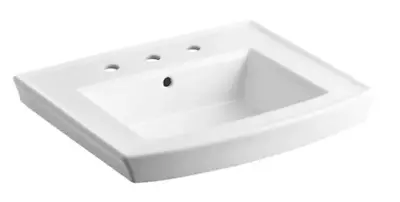 Kohler  K-2358-8-0  Archer  24  Pedestal 3-Hole Bathroom Sink W Overflow - White • $229.99