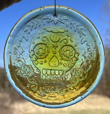 Blenko Glass Suncatcher - Sugar Skull - Tangerine • $24.95