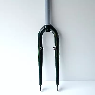 Forme 26  Rigid Bike Forks V-Brake 100mm 1 1/8  Threaded Steerer Steel Green MTB • £19.99