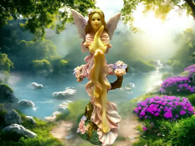 Enchanted Garden Fairy Figurine Floral Fantasy Decor Mystical Fairy Statue • £19.95