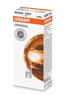 Osram W5W T10 12V Car Base W2.1x9.5d Wedge Globe Bulb (Pack Of 10) • $11.36