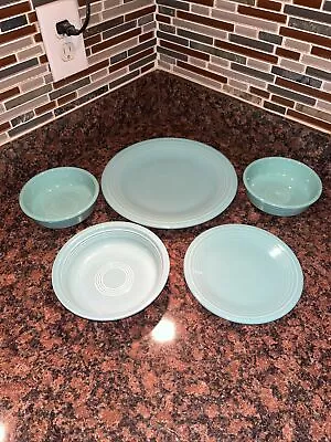 5 Piece Fiestaware Sea Mist Green Dishes - HLC - 1989-2005 Vintage - • $130