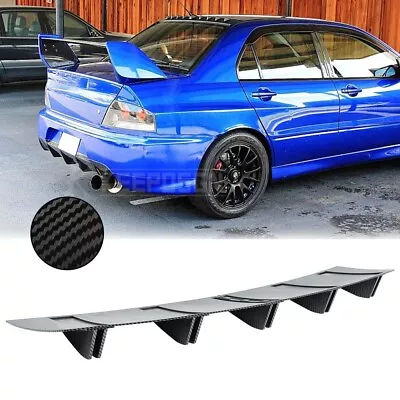 Carbon Rear Lip Bumper Diffuser 5 Shark Fins Splitter For Mitsubishi Lancer EVO • $45.11