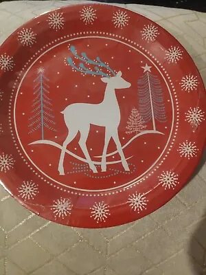 £2.95 • Buy Christmas Paper Plates, Disposable, Contemporary Reindeer Design, 8 Pack 23 Cm