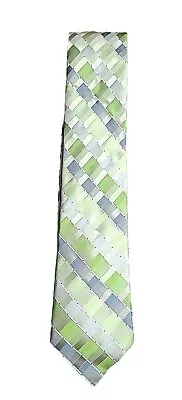 Van Heusen Mens Necktie 100% Silk Green Beige Geometric Pattern 60   Ships FREE  • $12.49