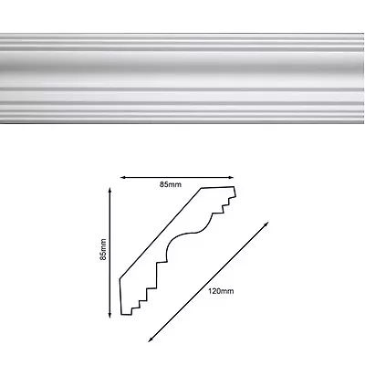 SAMPLE - Lightweight Styrene Plastic Coving / Cornice Plain White 120mm • £1.99