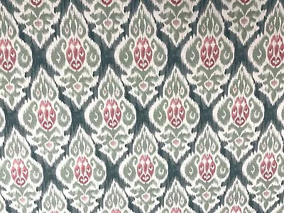 Arlo Ikat Cotton Fabric Sage Pink Chess Designs Curtain Blind Upholstery • £2.69