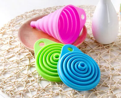 Collapsible Silicone Funnel Foldable Silicon Kitchen Hopper Practical Mini Tool • £2.49