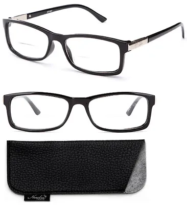 Bifocal Reading Glasses Black Spring Hinge Readers Rectangular  Men Women Reader • $9.99