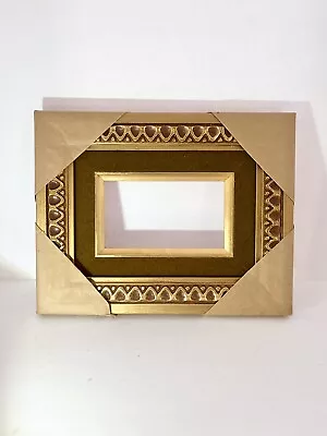 Hand Carved Vintage Linen Lined Gold Beige Wood Picture Frame 3”x 5” • $20