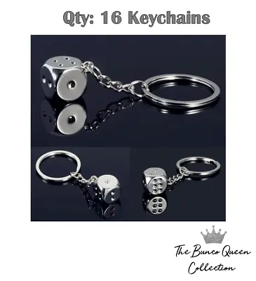 Qty 16 Metal Dice Keychains Bunco Party Favor Casino Keychain Bulk Dice Keychain • $28.39
