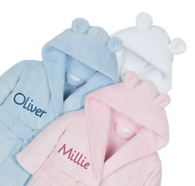 £22.90 • Buy Personalised Embroidered Baby Robe Dressing Gown Hood Toddler Baby Gift Boy Girl