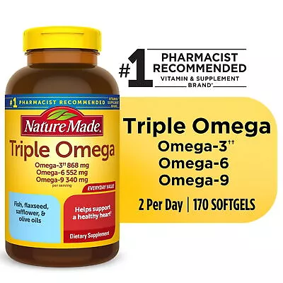 Nature Made Triple Omega 369 Softgels Dietary Supplement 170 Count • $19.98