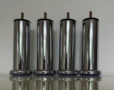 4x Chrome Metal Feet Legs For Uk Furniture Chair Sofa Bed Table Cheapest S6 • £21.59
