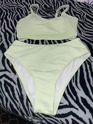 ZAFUL Women's High Waisted Bikini Scoop Neck - Green :2 Pieces Swimwear Sz M (6) • $18.95