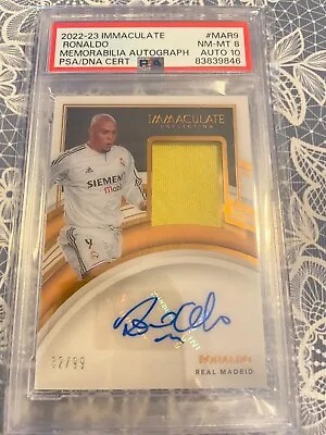 2022 23 Immaculate #MAR9 Ronaldo Autograph Match-worn Jersey #32/99 PSA 8 Auto10 • $999.99