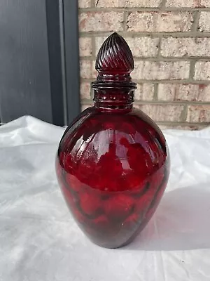 Ruby Red Optic Honeycomb Glass Bottle With Stopper vintage Wheaton  • $27.50