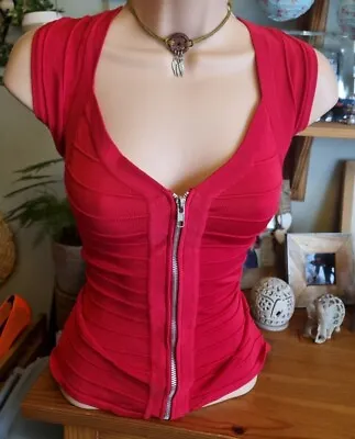Super Sexy #VINTAGE Red Jane Norman Bandage Bodycon Top Size 14 • £45.99