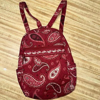 Vera Bradley Backpack Purse Red Paisley Print Top Zip Tote • $9