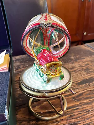 Rare Mostowski Komozja Hand Blown Hinged Musical Egg Christmas Ornament Sleigh • $249.99