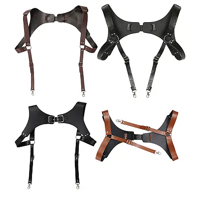 US Vintage Leather Suspender Men Medieval Renaissance Harness Chest Belt Strap • $15.80