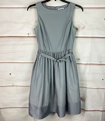 Issac Mizrahi Target Fit And Flare Belted Dress Silver Sleeveless Womens 8 • $14.69
