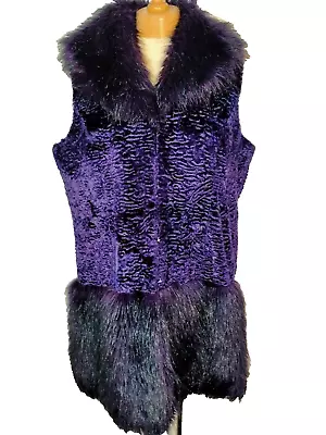 Marks And Spencer Per Una Speziale Sleeveless Purple Fur Trimmed JacketUK 16 • £12