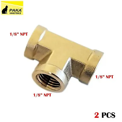 $9.99 • Buy 2 Pcs 1/8 NPT Female Pipe Tee Brass Fitting Equal Fuel Air Water Oil Gas