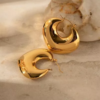 9ct Gold Creole Chunky Hoop Earrings • £10.99