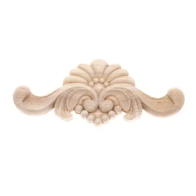 22*9cm Unpainted Wooden Carved European Style Horizontal Applique DIY Decor Bed • $4.65