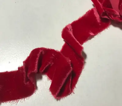 Hand Dyed Cherry Red Silk Velvet Ribbon ( 4 Widths To Choose From) • $2.66