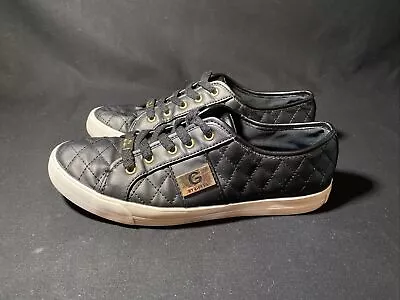 G By Guess Women's Backer2 Lace Up Leather Size 8.5M Sneakers Shoes Black 🔥 • $11