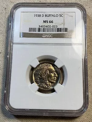 1938 D Buffalo Nickel - NGC Graded MS66 Flashy Well Struck Last Year Of Issue • $69.95