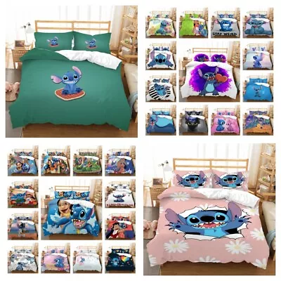 £33.61 • Buy 2/3pcs Bedding Set Stitch Print Bed Home Decor Duvet Cover Set Quilt Cover